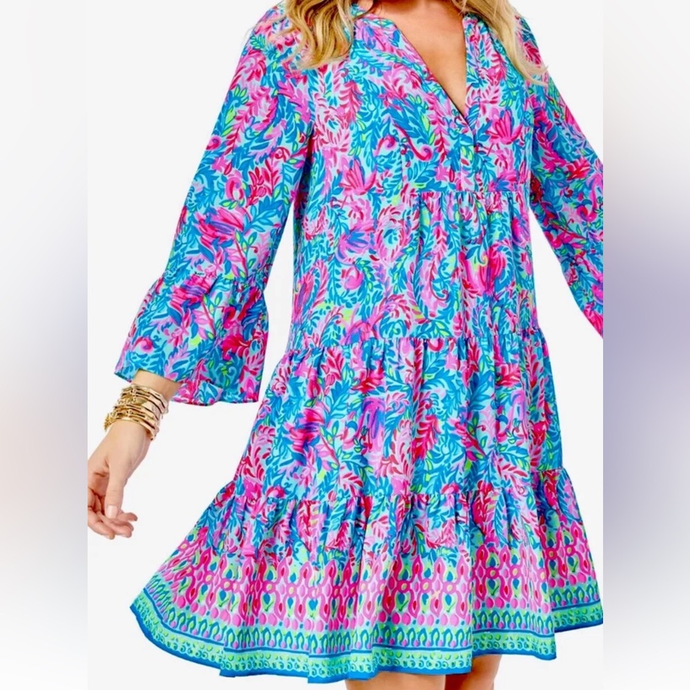 Lilly Pulitzer Sz 6 Gabriel Dress Surf Blue Flim Flam